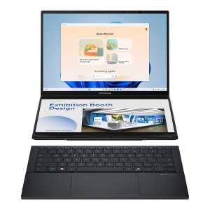 ASUS ZENBOOK DUO UX8406CA-PZ005W (2 YEARS WARRANTY)-CORE ULTRA 9 285H-32GB DDR5 ON BOARD-2TB NVME-EN/AR-14 Inch 3K-120Hz-TOUCHSCREEN-DUAL SCREEN-INTEL