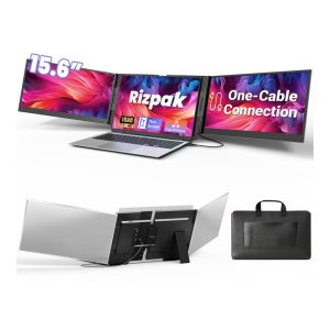 Rizpak, Laptop Screen Extender, 15.6” Ultra-Slim Triple Portable Monitor, 1080P FHD IPS Display