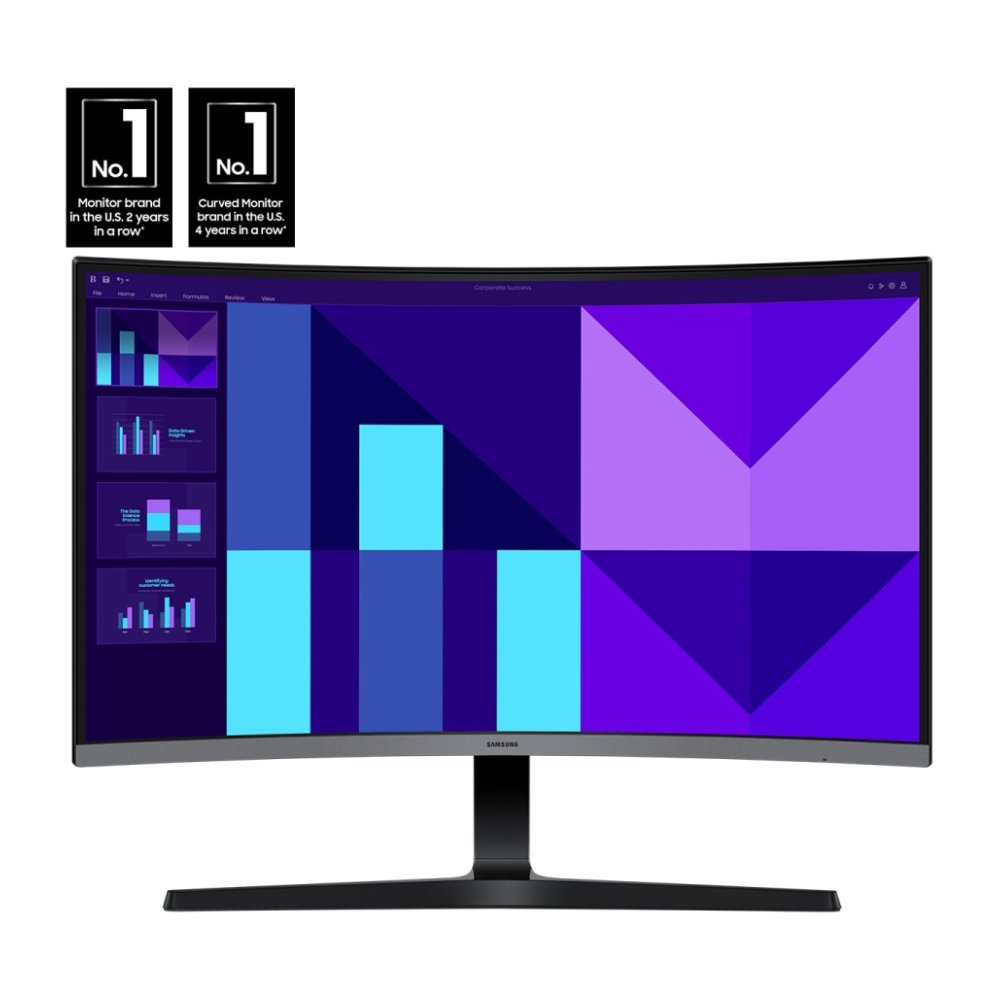 Samsung, 32", Essential S3 FHD Monitor, 1500R Curved Screen, Black, VA Panel, 4ms Response Time