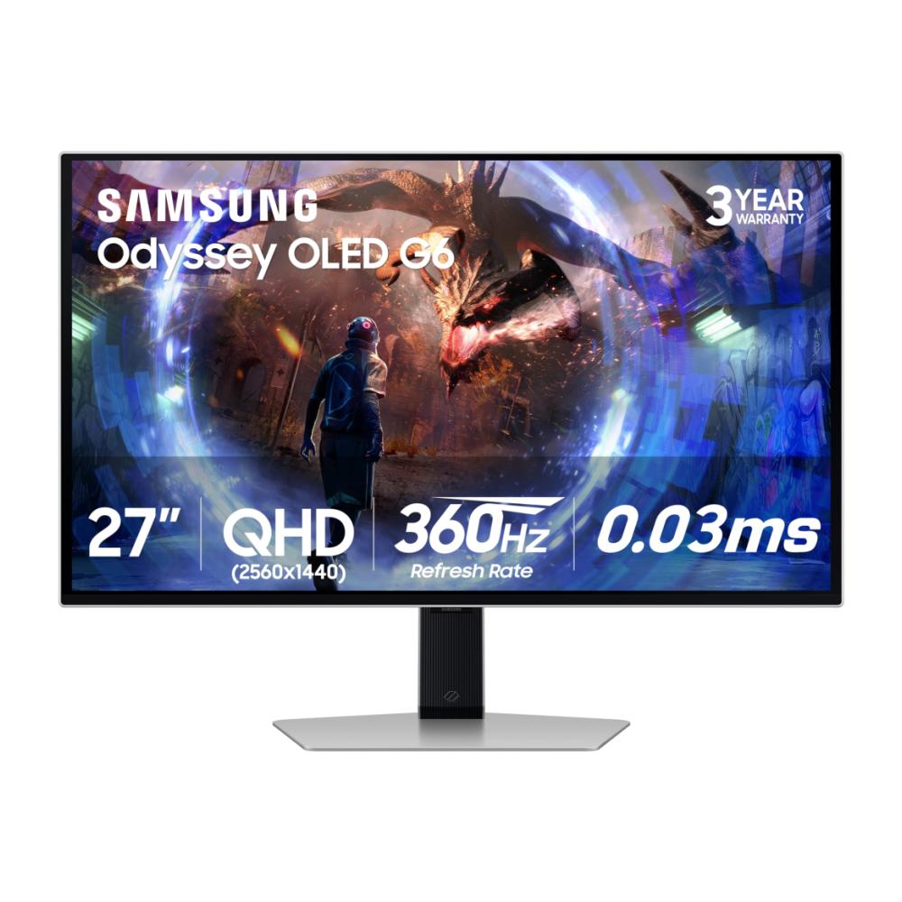 Samsung, 27'' Odyssey G60SD QHD Oled Gaming Monitor| Flat| Black| 0.03ms Response Time