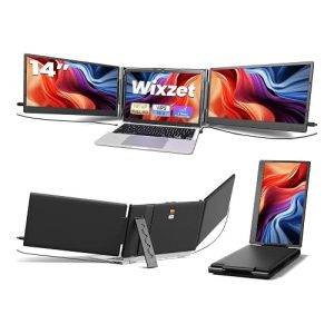 Wixzet, 14",  Laptop Triple Screen Extender, Flat, Black, IPS Technology, 3ms Response Time