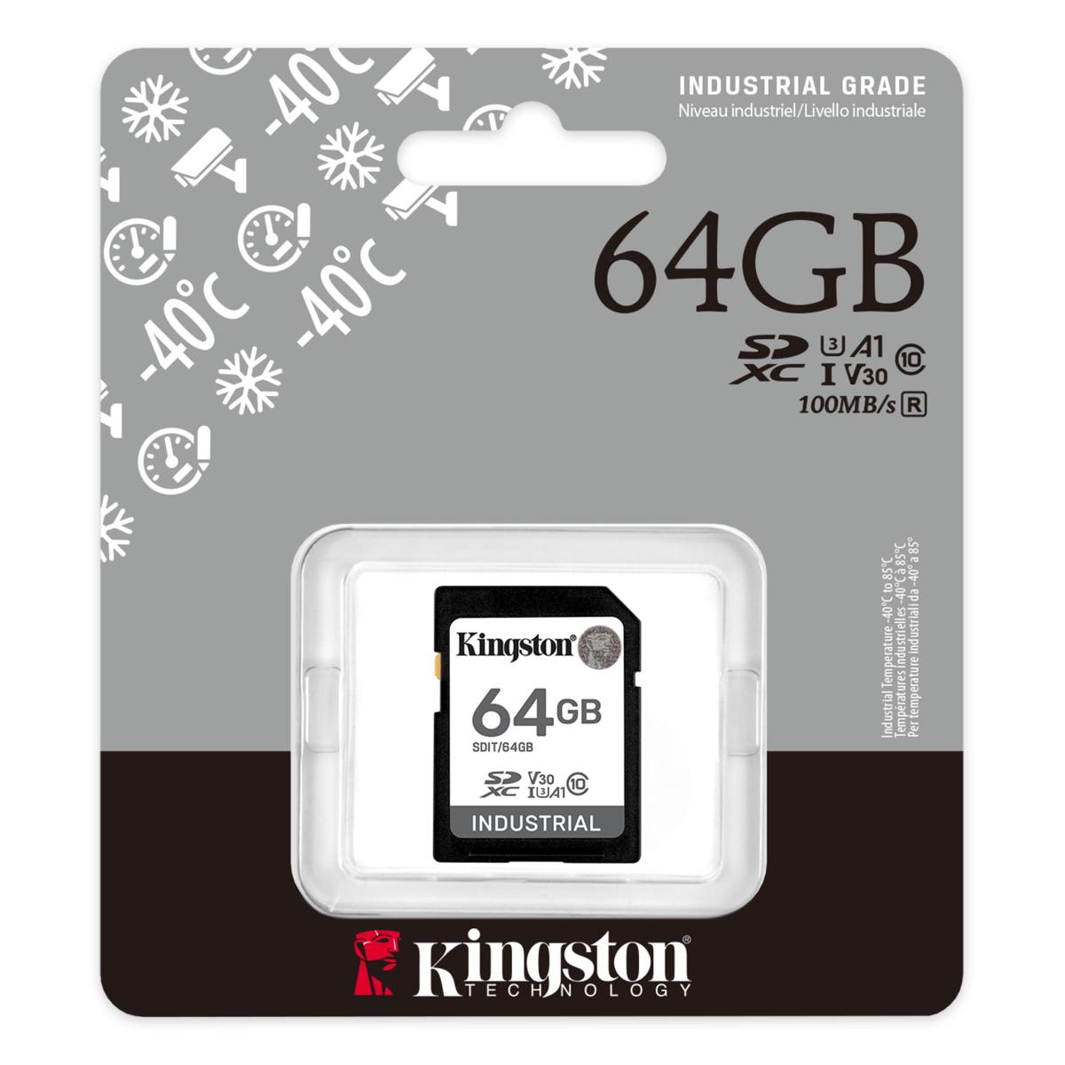 64GB SDXC Industrial -40C to 85C C10 UHS-I U3 V30 A1 pSLC