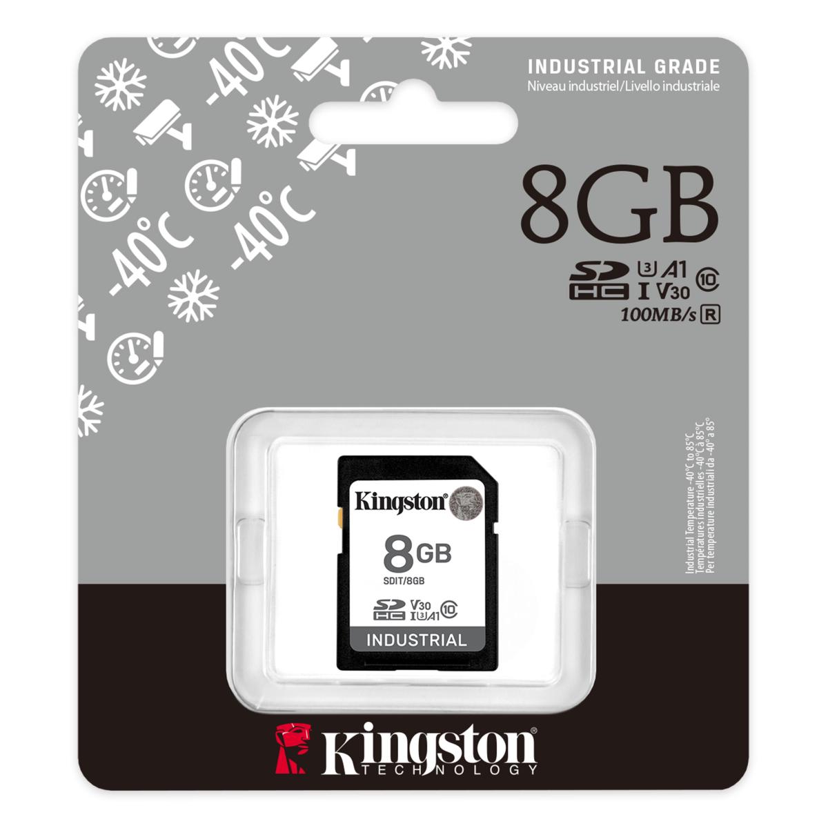 8GB SDHC Industrial -40C to 85C C10 UHS-I U3 V30 A1 pSLC