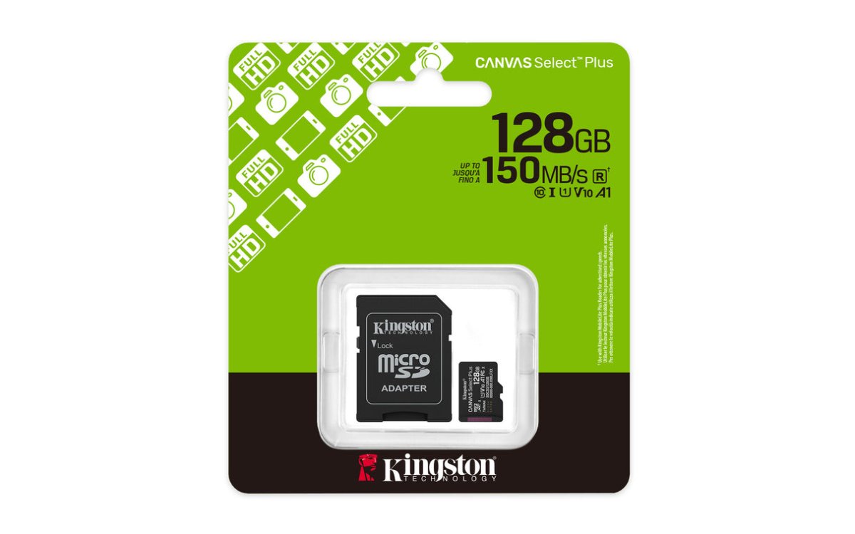 128GB microSDXC Canvas Select Plus Gen3 150MB/s A1 Card + Adapter