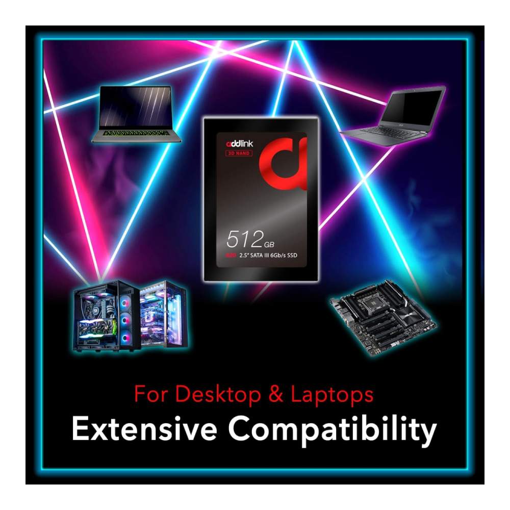 Addlink 512GB SSD 2.5" SATA III 6Gb/s (Up to R:500, W:450)