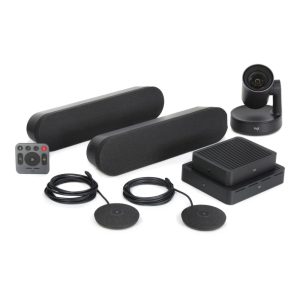 Logitech Rally Plus Video Conferencing Kit With 2 x Rally Speakers, 1 x Microphone (up to 16, Matte Black)