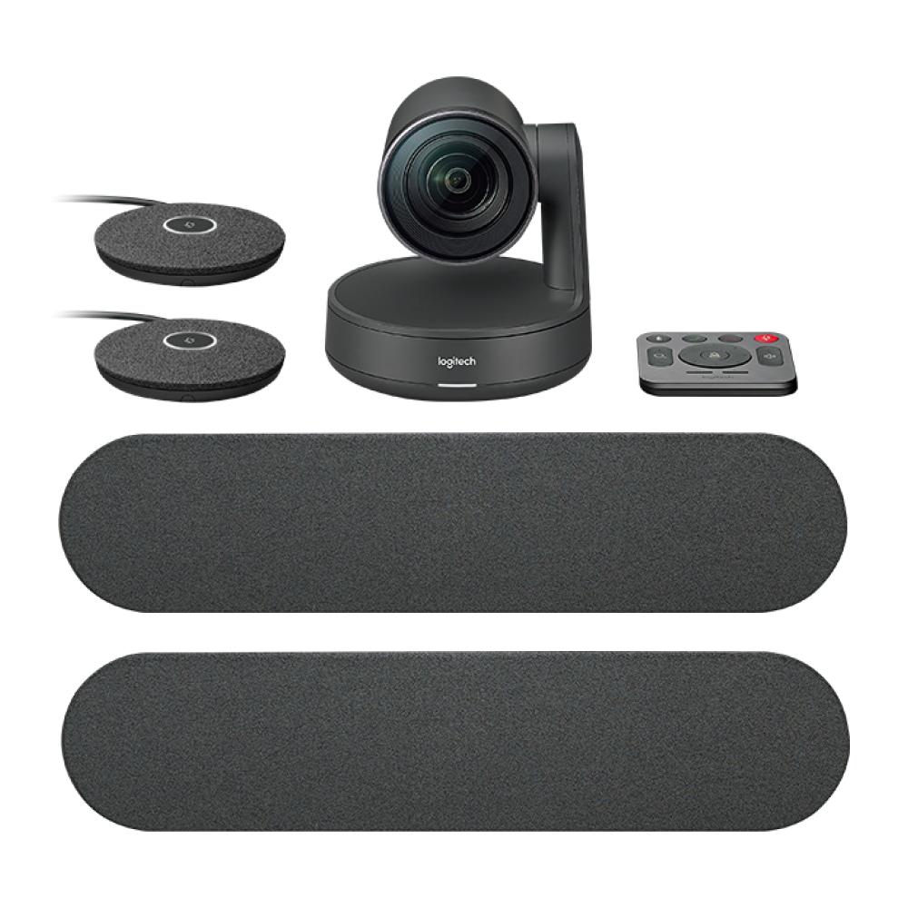 Logitech Rally Plus Video Conferencing Kit With 2 x Rally Speakers, 1 x Microphone (up to 16, Matte Black)