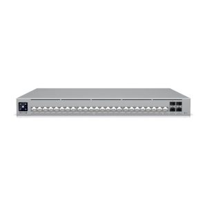 Ubiquiti 24 Port Professional-grade, Layer 3 Etherlighting switch with (2) 10 GbE PoE++, (22) 2.5 GbE PoE++, and (4) 10G SFP+ ports.