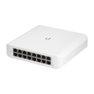 UbiquitI Lite 16 PoE, 8-GbE PoE+, 8-GbE ports, 45W total PoE availability, Wall mountable.